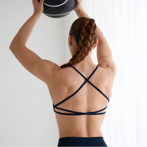 Elegant Navy Strappy Sports Bra
